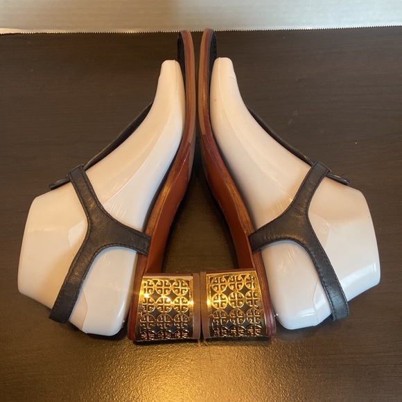 Tory Burch Audra Navy Thong Block Heel Sandals Size 8 - Picture 8 of 16